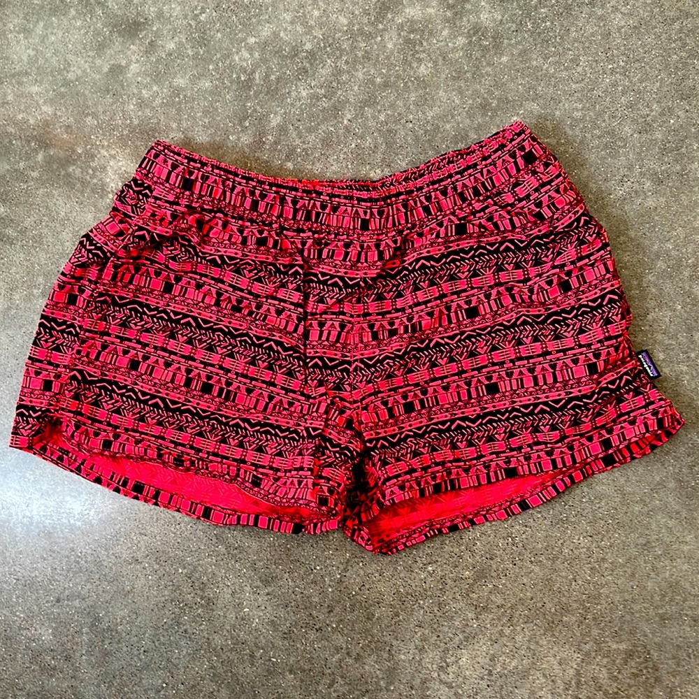 Barely baggies Black and red tribal print